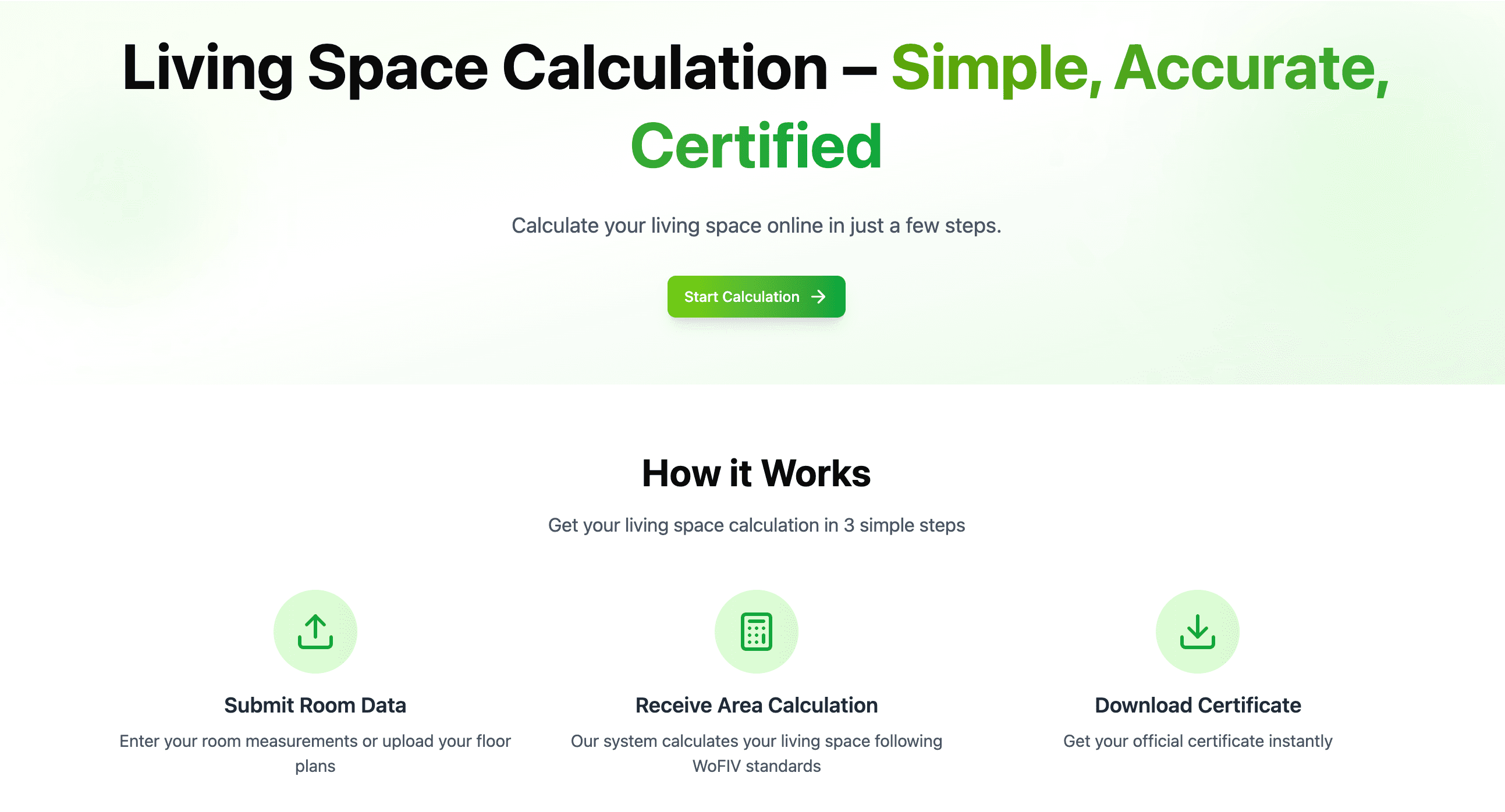 Living Space Calculation certificate generation platform for property owners