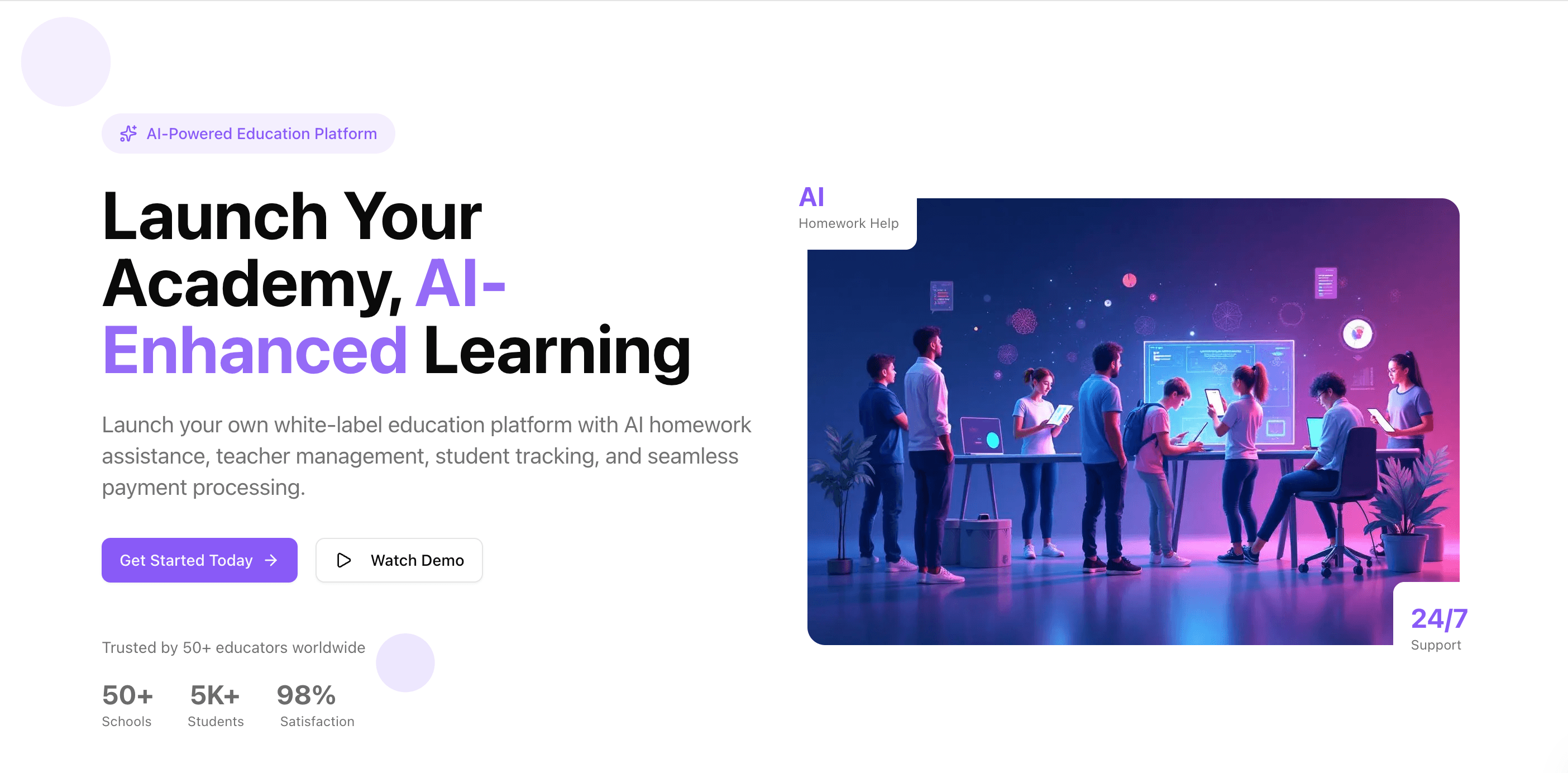Launch Your Academy dashboard showing the multi-portal education platform